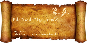Mészöly Jenő névjegykártya